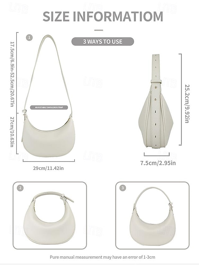 Shoulder Bag Crescent Stylish - Elegant Women&#39;s White