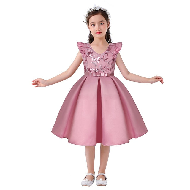 Sleeveless Formal Party Dress Girls' Kids Color Solid
