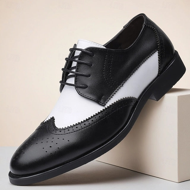 Shoes Men's and Black White with Oxford Brogue
