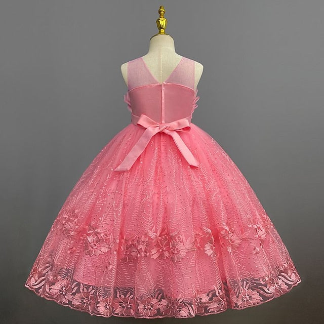 Flower Solid Kids Girl Girls' Dress Colored