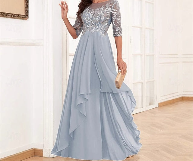 Neck Mother Simple of Crew Bride Dress Elegant Floor the