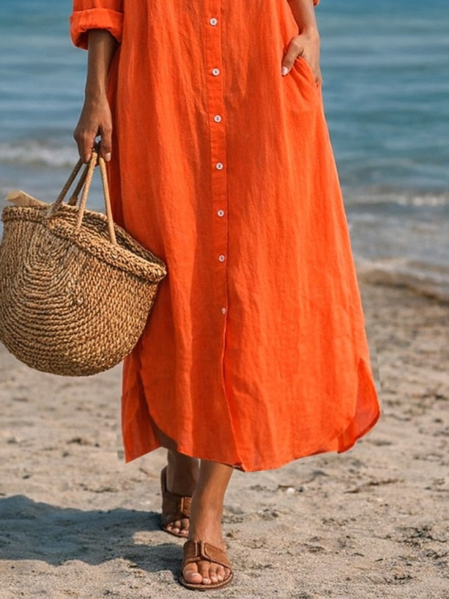 Women's Maxi Dress Shift Dress Casual Daily Loose Fit Plain