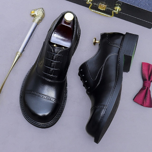 Toe Genuine Men's Cap Oxford First Leather Shoes-