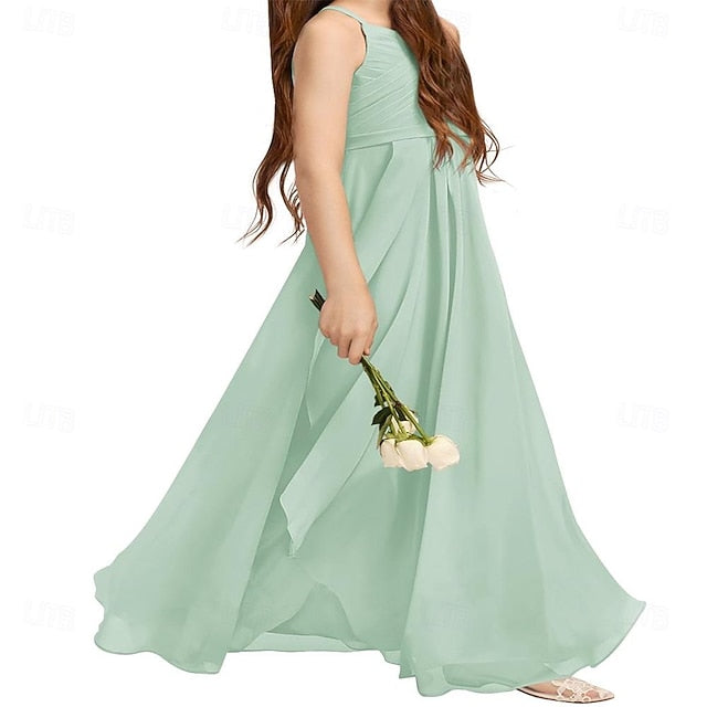 Halter Dress A-Line Flower Bridesmaid Junior Flowy Girl Girls