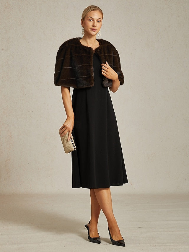 Shrug Party Wrap Faux Women's Fur Brown Formal Cocktail