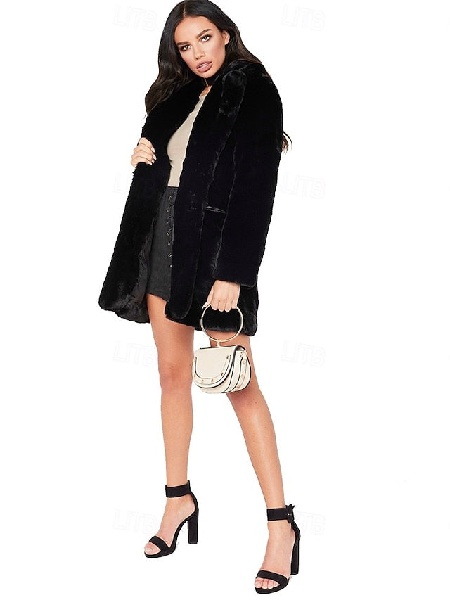 Fur Warm Comfortable Pocket Knitting Coat Faux Women's
