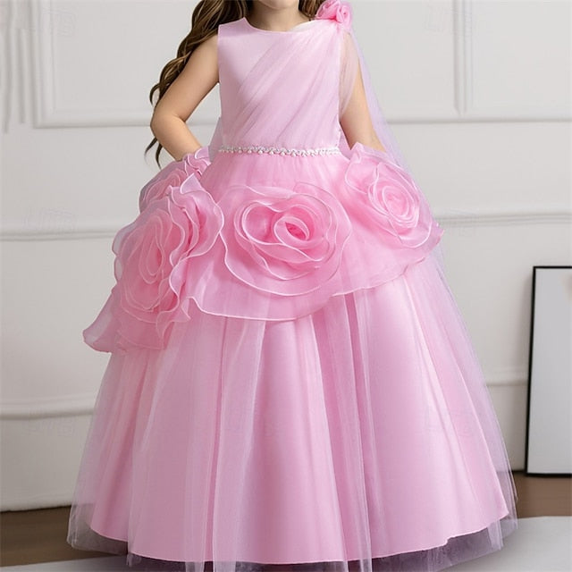 Cosplay Party Color Dress Solid Kids Girls'