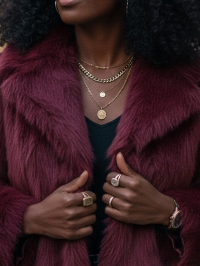 Leathers Fur Faux Warm Coat Furs Women's Comfortable