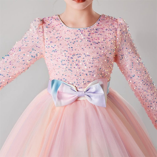 Party Girls' Girl Kids Dress Flower Color Solid