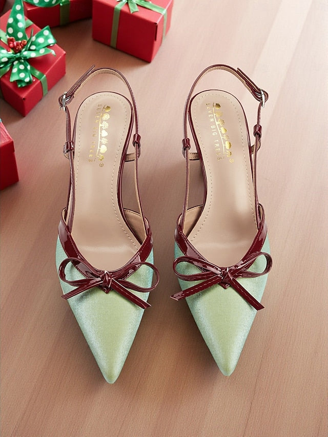 Pointed and Red Slingback - Heels Women's Stiletto Green