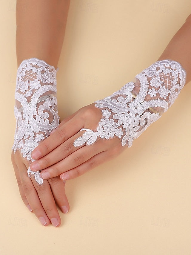Wedding Lace White Vintage Gloves Fingerless Bridal – Elegant