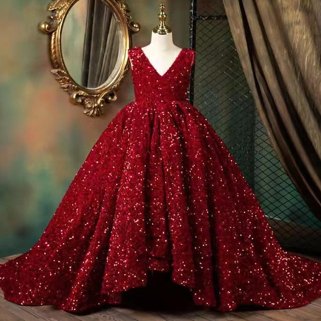 Girls' 3D Flower Colored Solid Sleeveless Girl Dress