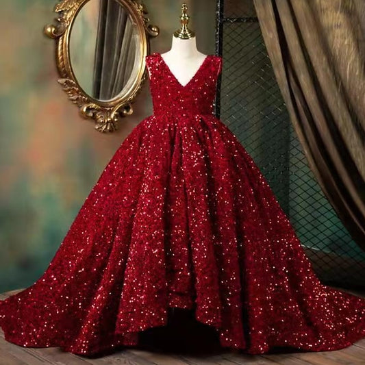 Girls' 3D Flower Colored Solid Sleeveless Girl Dress