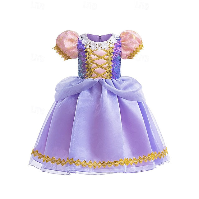Fairytale Girl Dress Rapunzel Theme Party Flower Princess Sofia
