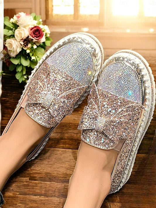 Rhinestone Women – Sparkling Loafers Glittery Slip-On for
