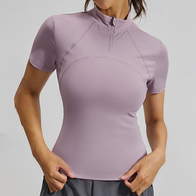 Women's Sport Sweatshirt Yoga Top Stand Collar Soft Quarter