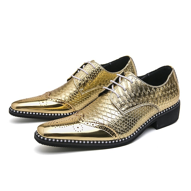 Men's Gold Faux Shoes – Shiny Metallic Oxford