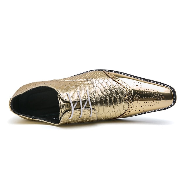 Men's Gold Faux Shoes – Shiny Metallic Oxford