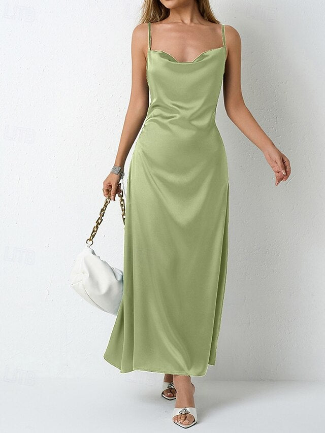 Women's Midi Dress Satin Dress Party Dress Cocktail Dress