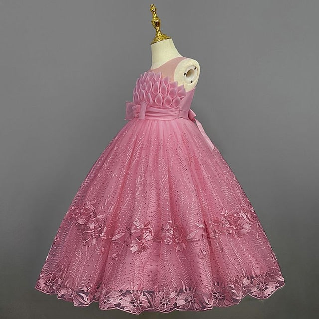 Flower Solid Kids Girl Girls' Dress Colored