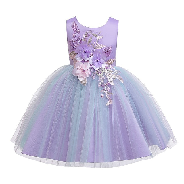 Blushing Blue Floral Purple Dress Girls' Party Lace Kids