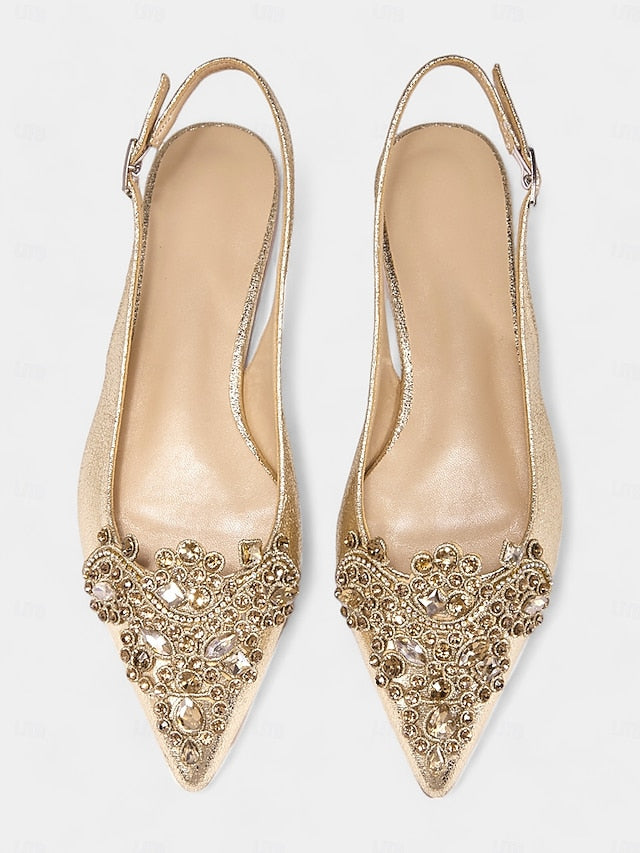 with Women's Flats Gold Embellished Pointed Toe Slingback