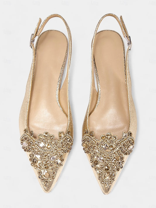 with Women's Flats Gold Embellished Pointed Toe Slingback