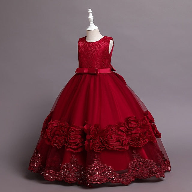 Little A Floral Party Kids Girls' Line Dress Plain