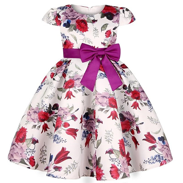 Kids Girls' Short Party Sleeve Dress Floral Flower