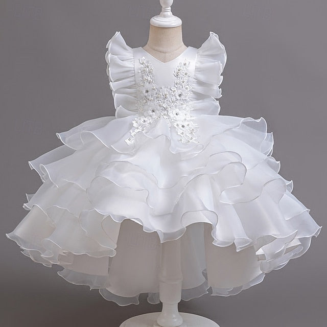 Floral Dress Kids Asymmetrical Girls' Party