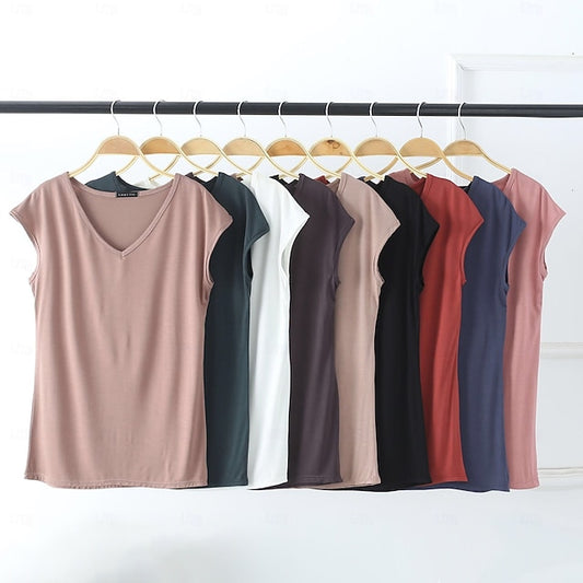 Women's Blouse Solid Color Stylish Casual Short Sleeve V