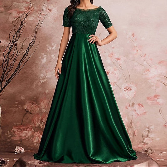 Evening Mother the Bride Dress Formal of A-Line Sparkle Gown