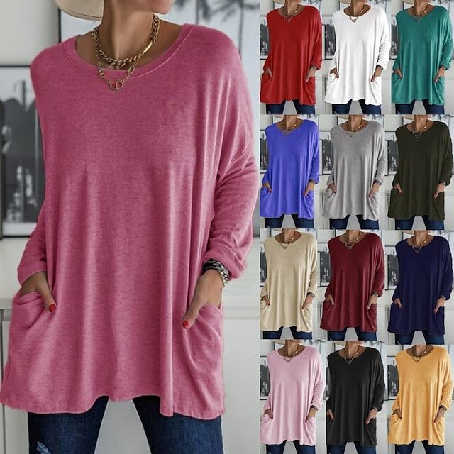 Women's Tunic T Shirt Solid Color Plain Stylish Classic