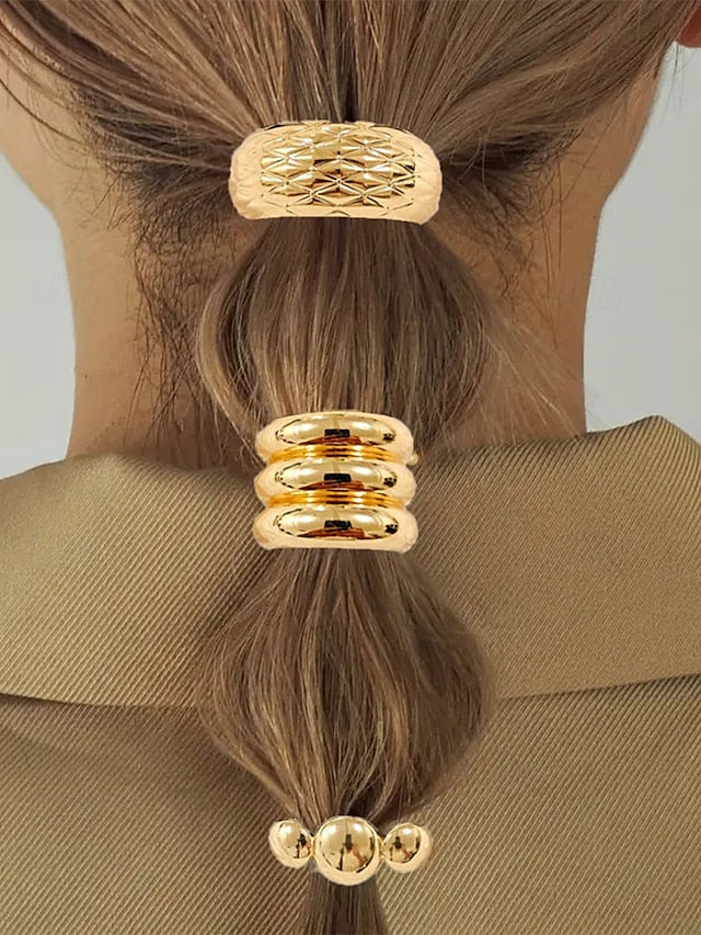 with Gold Tone Band Women's Elastic Scrunchies - Hair