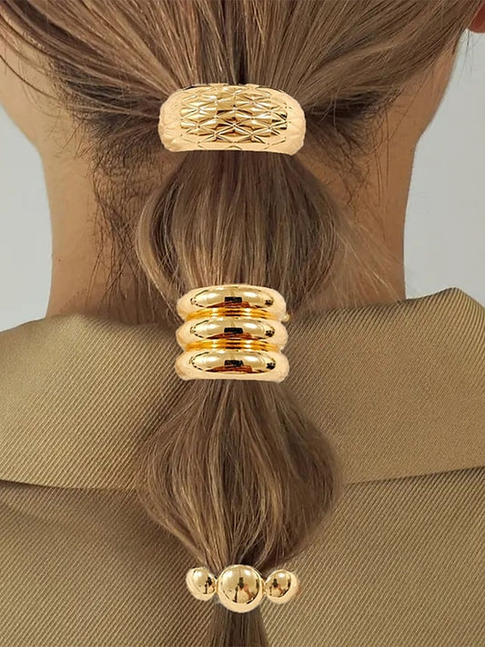 with Gold Tone Band Women's Elastic Scrunchies - Hair