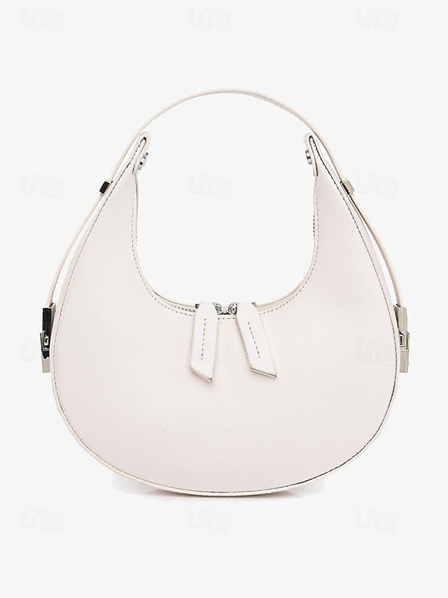 with Elegant Hardware Crescent Hobo Bag Ivory Sleek - Silver