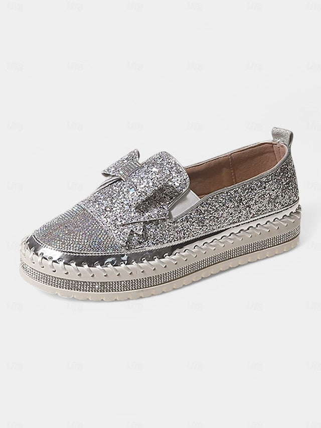 Women Rhinestone Sparkling for Loafers Glittery Slip-On –