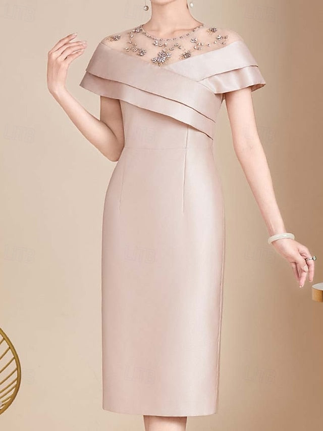 Mother the of Crew Length Tea Vintage Bride Dress Elegant Simple