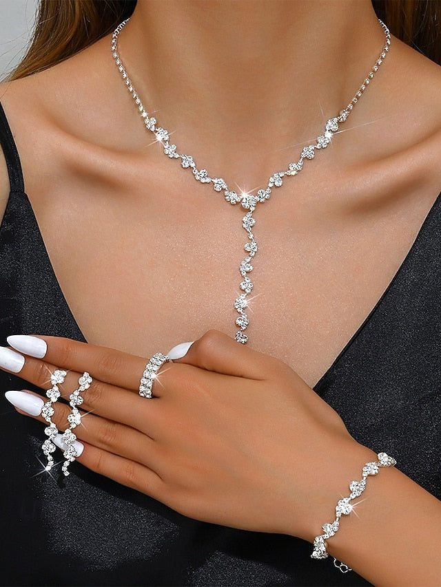 Set Necklace Jewelry Elegant Rhinestone Gold –