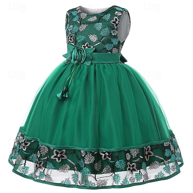 Girl Flower Dress Party Girls' Sleeveless 3D