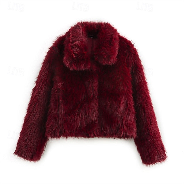 Coat Comfortable Women's Warm Faux Furs Fur Buttons