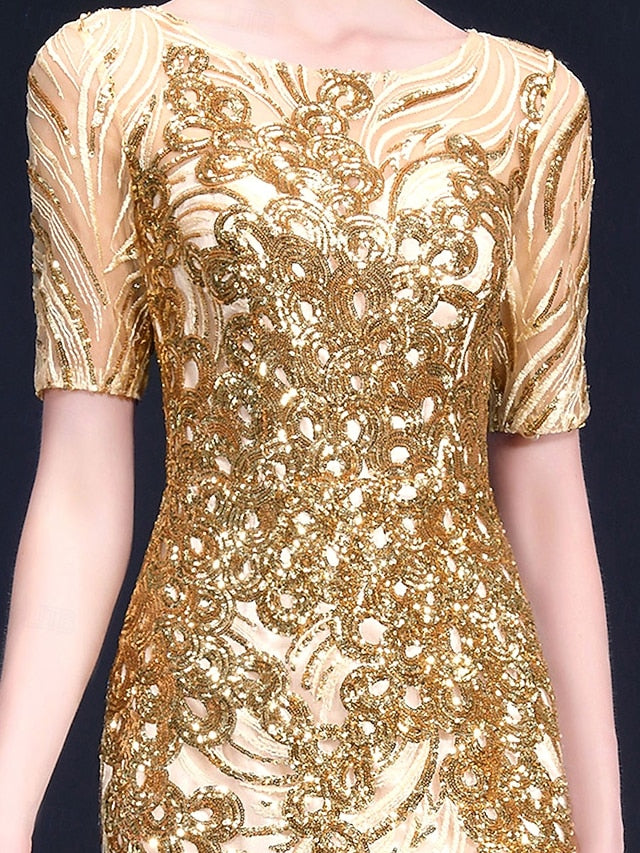 Floor Bride Mother the Elegant Crew Dress of Neck Party