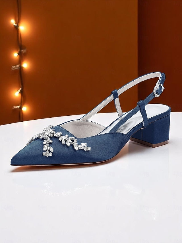 Slingback Black Women's Heels Satin