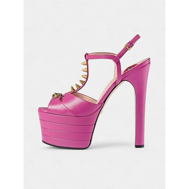 Women's Gold and Platform Silver Heels High - Metallic Edgy