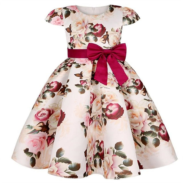 Kids Girls' Short Party Sleeve Dress Floral Flower
