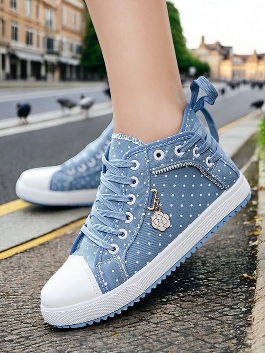 Women's Polka Dot High-Top Canvas Sneakers – Casual