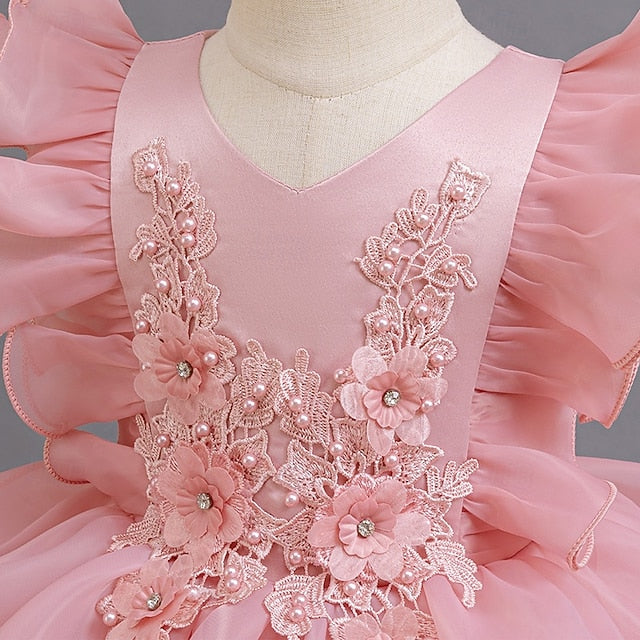 Floral Dress Kids Asymmetrical Girls' Party