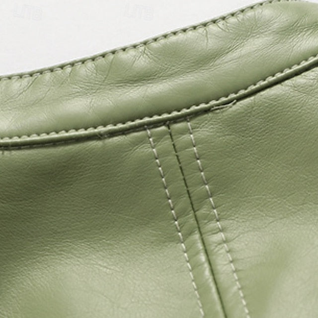 Women's Zipper Pocket Comfortable Jacket Leather Faux