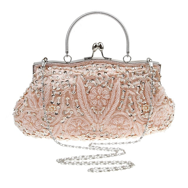 White Beaded Evening Purse Vintage – Clutch Women's