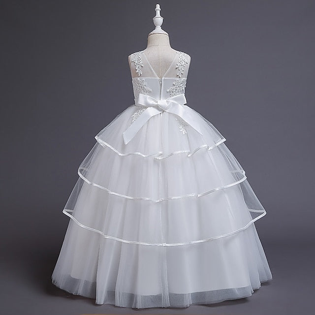 Solid Dress Girls' Color Party Sleeveless Kids